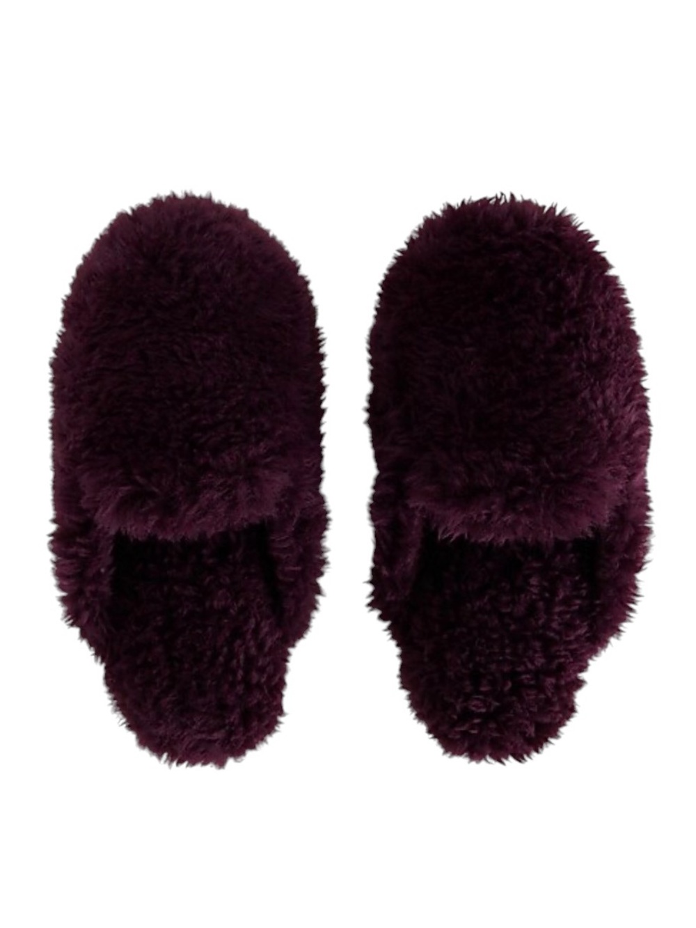 Express Fuzzy Teddy Slip on Slippers Maroon Size M 7-8